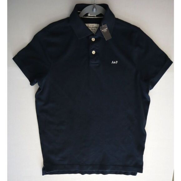 Abercrombie & Fitch 121-224-0485-023 Men's Sz 2XL Navy Blue Muscle Polo Shirt - Picture 9 of 10